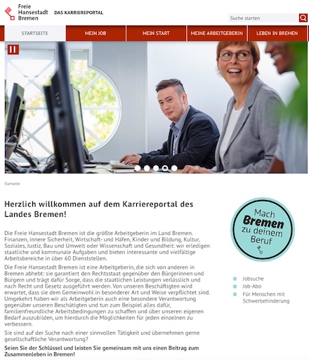 Das neues Karriereportal der Bremer Verwaltung listet alle Stellenangebote aus Bremen