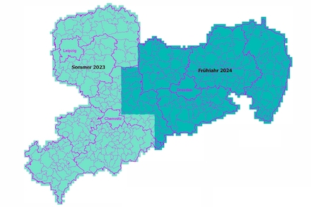 Geplante Bildflüge des GeoSN für die Jahre 2023 und 2024.