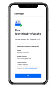Mock-up der ID-Wallet des Herstellers DocuSign