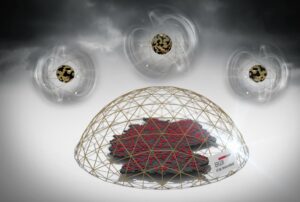 Das Bild zeigt symbolisch eine Karte von Deutschland über die ein Sicherheitsnetz gespannt ist.