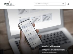 Das Bild zeigt die Startseite des Bundesportals.