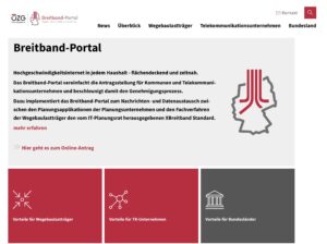 Das Bild zeigt die Startseite des Breitbandportals des Bundes.