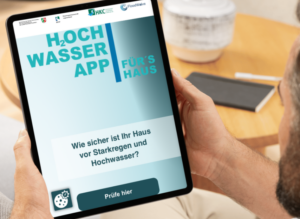 Darstellung der App-Startseite auf einem Tablet.