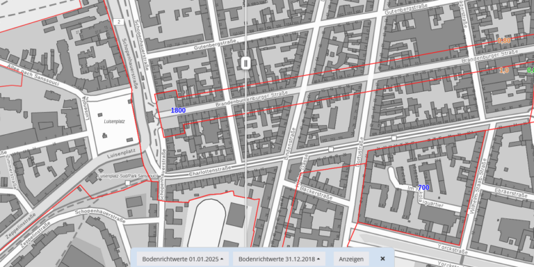 Layer-Swiper im Bodenrichtwertportal BORIS Land Brandenburg, Brandenburger Straße, Potsdam