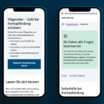 Darstellung des Wegweisers Kontopfändung am Smartphone.