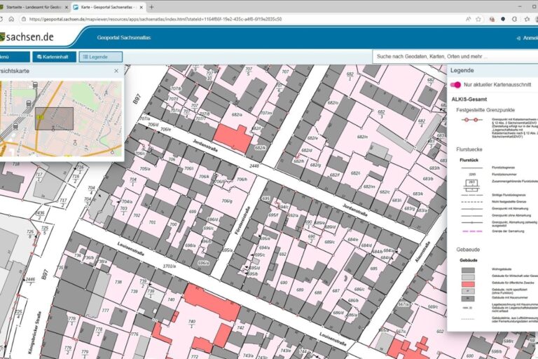 Screenshot (Stadtgrundriss) aus dem Geoportal Sachsen