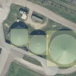 Luftbild von Biogasanlagen