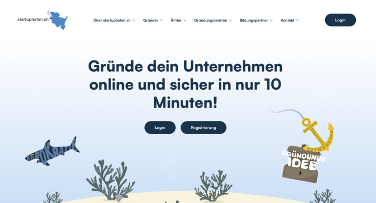 Screenshot von www.startuphafen.sh
