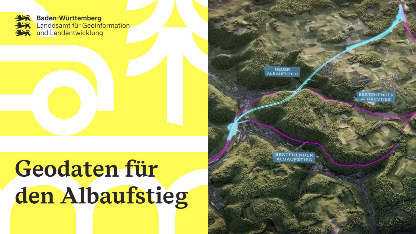 Modelling des Albaufstiegs und Logo des LGL