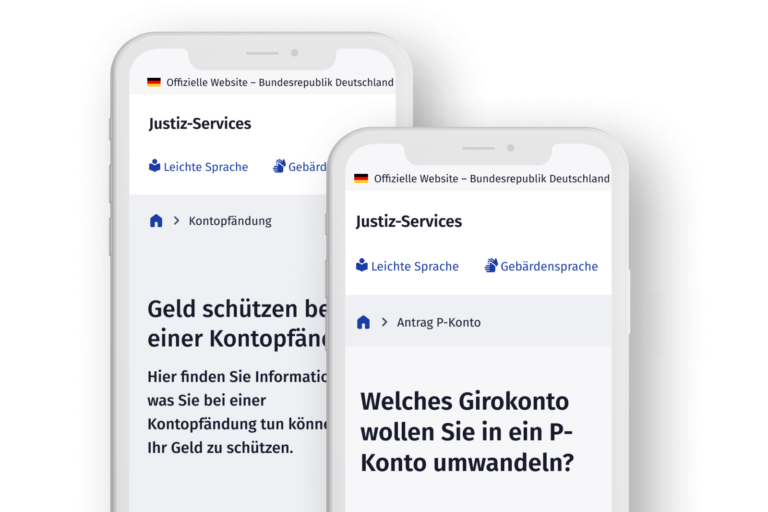 Mock-Up-Screens mit dem Dialog zur P-Konto-Einrichtung