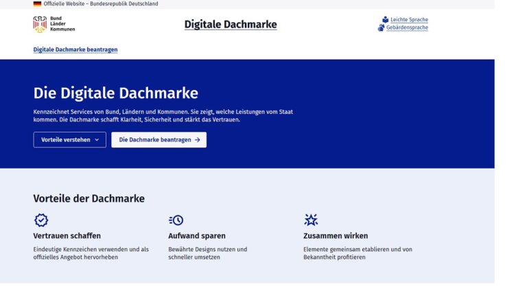 Screenshot Website Digitale Dachmarke