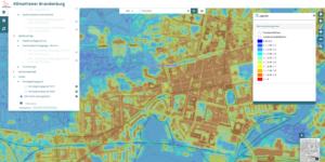 Wärmebelastungsindex im Klimaviewer des LGB